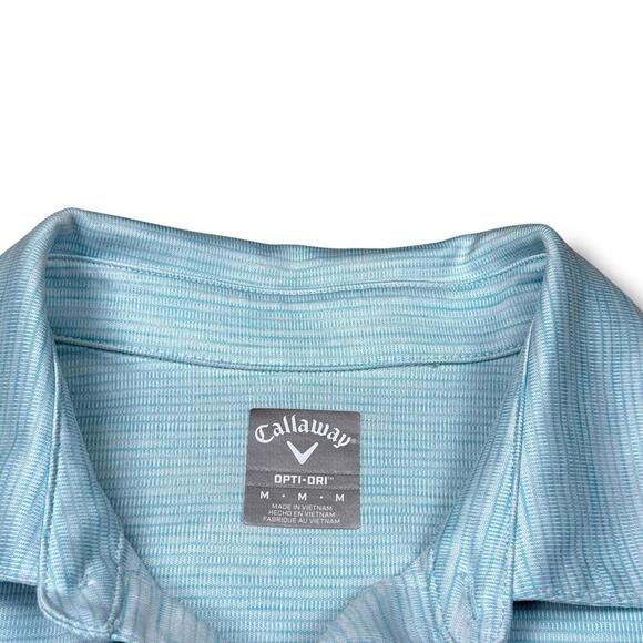Callaway Polo Shirt Mens Medium Heather Micro Stripes Light Blue Golf Soft Polo - Picture 5 of 9